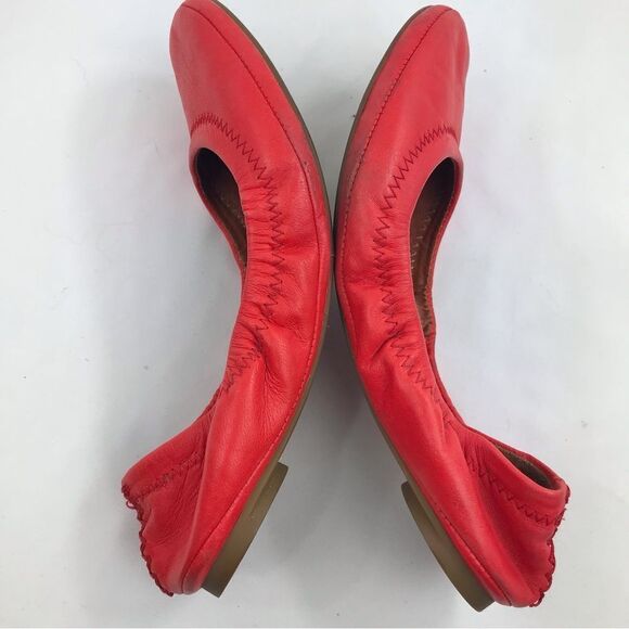 Lucky Brand Emmie Red Leather Elastic Side Ballet Flats - Picture 3 of 15